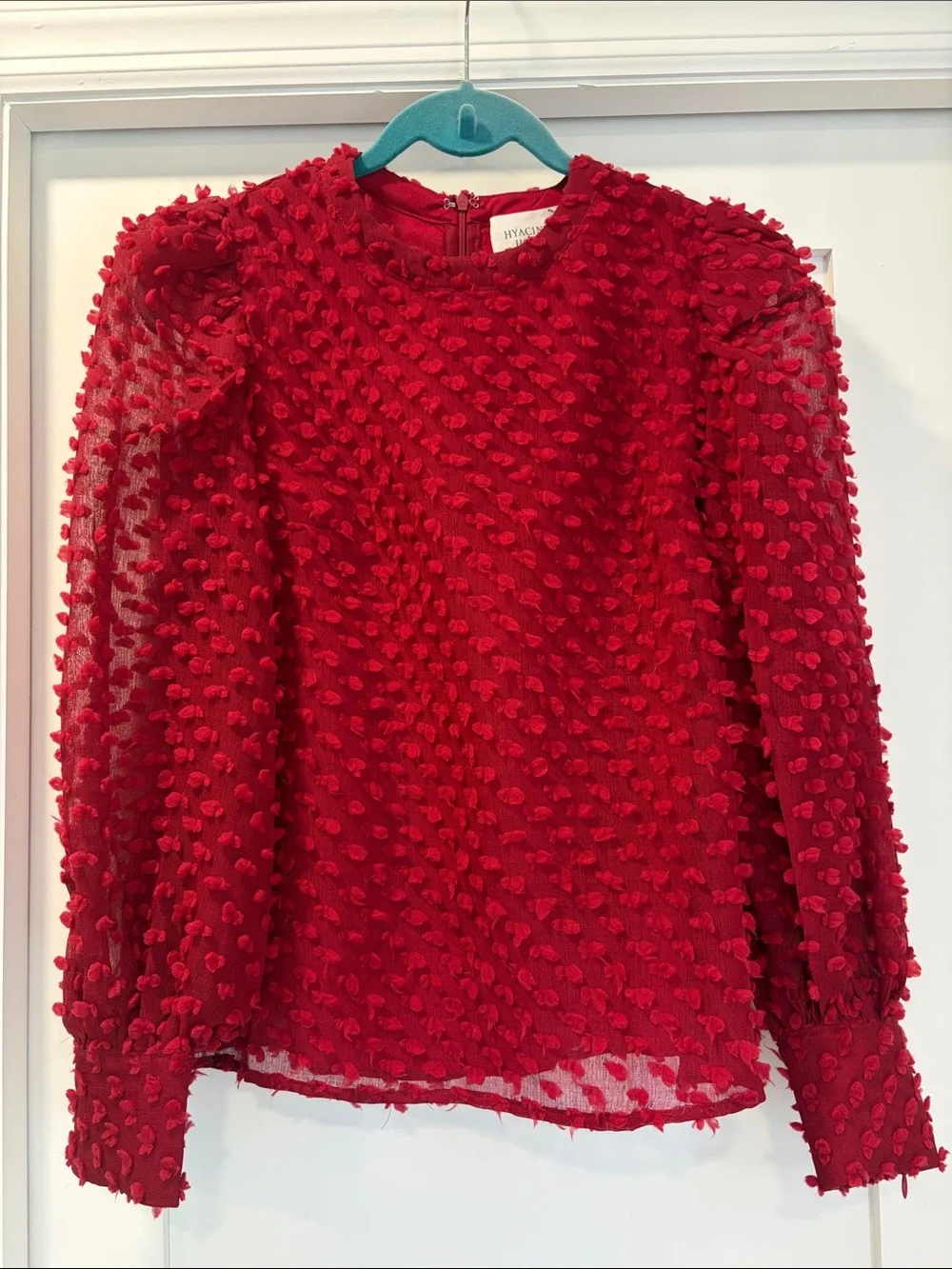 Hyacinth House red long sleeve Harriet blouse size S